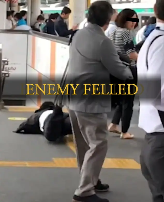A good samaritan tripping a fleeing pervert on a Tokyo platform